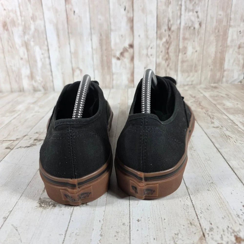 Vans Authentic Black Gum Sole Gold‎ Eyelets Mens 9.5 Sneakers Low Top Canvas